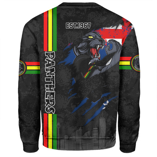 Penrith Panthers Sweatshirt - Happy Australia Day Flag Scratch Style Penrith Panthers Sweatshirt - Happy Australia Day Flag Scratch Style
