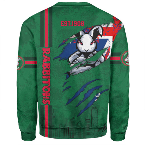 South Sydney Rabbitohs Sweatshirt - Happy Australia Day Flag Scratch Style South Sydney Rabbitohs Sweatshirt - Happy Australia Day Flag Scratch Style