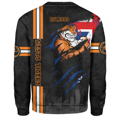 Wests Tigers Sweatshirt - Happy Australia Day Flag Scratch Style Wests Tigers Sweatshirt - Happy Australia Day Flag Scratch Style