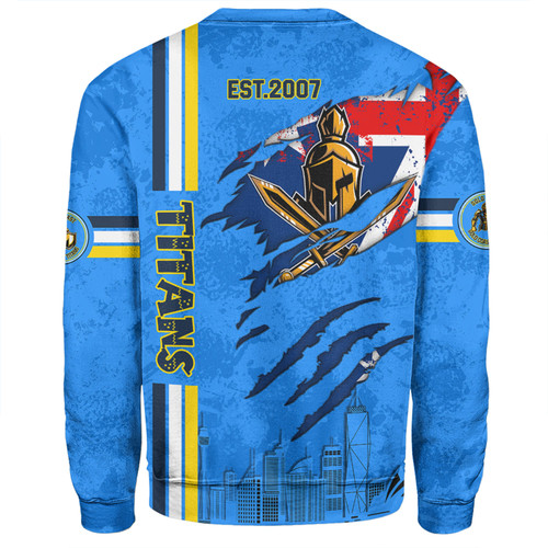 Gold Coast Titans Sweatshirt - Happy Australia Day Flag Scratch Style Gold Coast Titans Sweatshirt - Happy Australia Day Flag Scratch Style