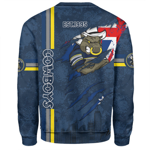 North Queensland Cowboys Sweatshirt - Happy Australia Day Flag Scratch Style North Queensland Cowboys Sweatshirt - Happy Australia Day Flag Scratch Style