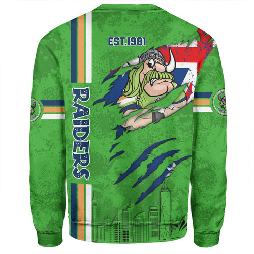 Canberra Raiders Sweatshirt - Happy Australia Day Flag Scratch Style Canberra Raiders Sweatshirt - Happy Australia Day Flag Scratch Style