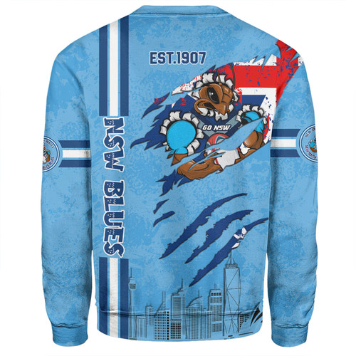 New South Wales Blues Sweatshirt - Happy Australia Day Flag Scratch Style New South Wales Blues Sweatshirt - Happy Australia Day Flag Scratch Style