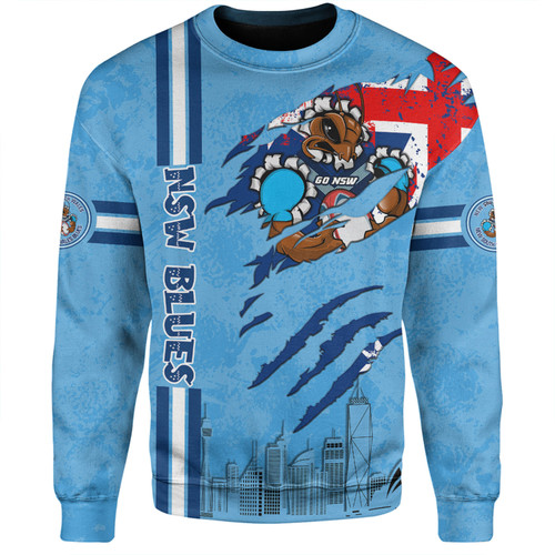 New South Wales Blues Sweatshirt - Happy Australia Day Flag Scratch Style