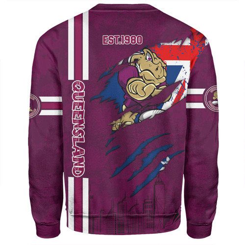 Queensland Maroons Sweatshirt - Happy Australia Day Flag Scratch Style Queensland Maroons Sweatshirt - Happy Australia Day Flag Scratch Style