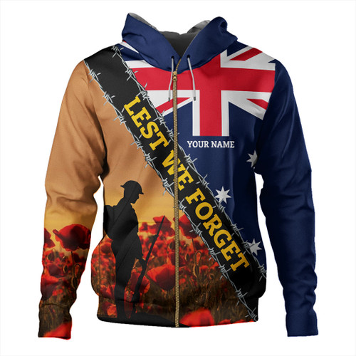 Australia Hoodie Custom Anzac Day Let We Forget Barbed Wire Australia Hoodie Custom Anzac Day Let We Forget Barbed Wire