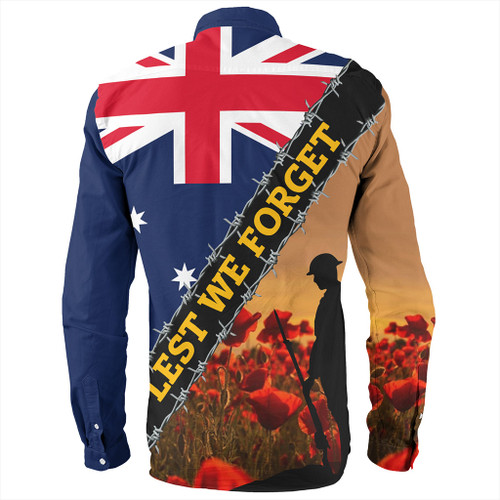 Australia Long Sleeve Shirt Custom Anzac Day Let We Forget Barbed Wire Australia Long Sleeve Shirt Custom Anzac Day Let We Forget Barbed Wire