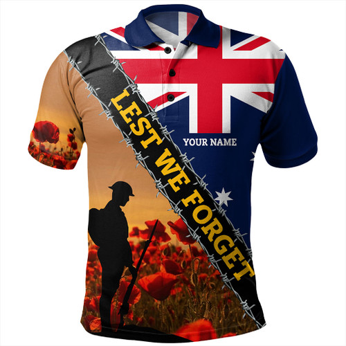 Australia Polo Shirt Custom Anzac Day Let We Forget Barbed Wire