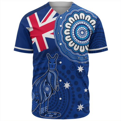 Australia Baseball Shirt Flag With Kangaroo Aboriginal
