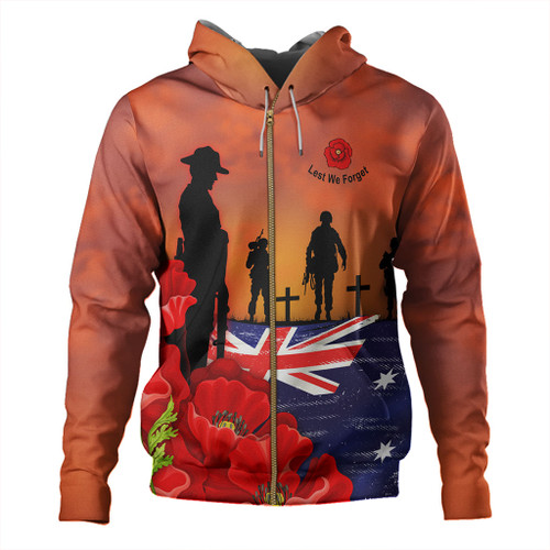 Australia Hoodie Lest We Forger Soldiers Flag With Poppy Flower Australia Hoodie Lest We Forger Soldiers Flag With Poppy Flower