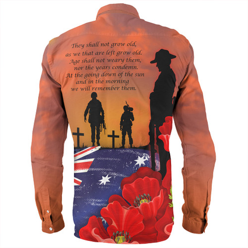 Australia Long Sleeve Shirt Lest We Forger Soldiers Flag With Poppy Flower Australia Long Sleeve Shirt Lest We Forger Soldiers Flag With Poppy Flower