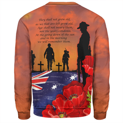 Australia Sweatshirt Lest We Forger Soldiers Flag With Poppy Flower Australia Sweatshirt Lest We Forger Soldiers Flag With Poppy Flower