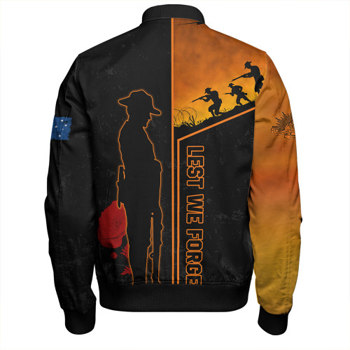 Wests Tigers Bomber Jacket - Anzac Day Lest We Forget Poppy Wests Tigers Bomber Jacket - Anzac Day Lest We Forget Poppy