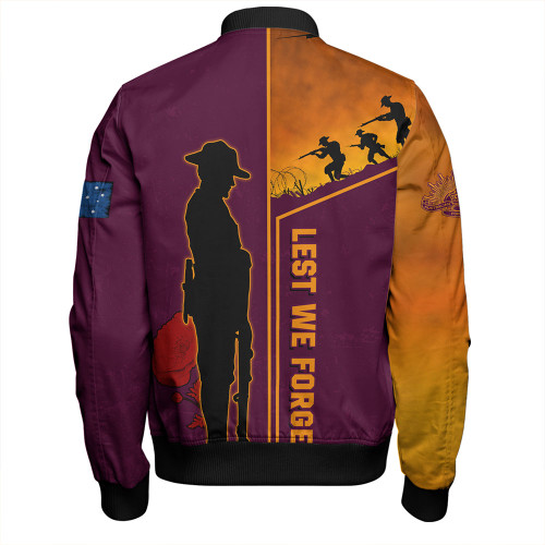Brisbane Broncos Bomber Jacket - Anzac Day Lest We Forget Poppy