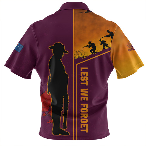 Brisbane Broncos Hawaiian Shirt - Anzac Day Lest We Forget Poppy Brisbane Broncos Hawaiian Shirt - Anzac Day Lest We Forget Poppy