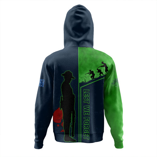 Canberra Raiders Hoodie - Anzac Day Lest We Forget Poppy Canberra Raiders Hoodie - Anzac Day Lest We Forget Poppy