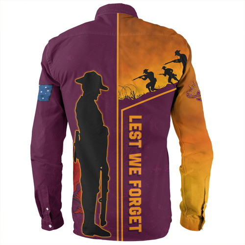 Brisbane Broncos Long Sleeve Shirt - Anzac Day Lest We Forget Poppy Brisbane Broncos Long Sleeve Shirt - Anzac Day Lest We Forget Poppy