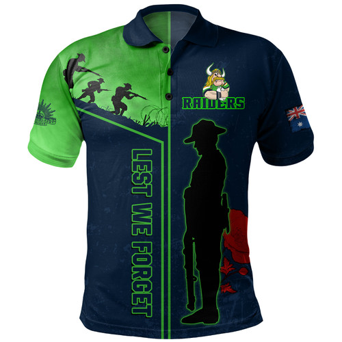 Canberra Raiders Polo Shirt - Anzac Day Lest We Forget Poppy