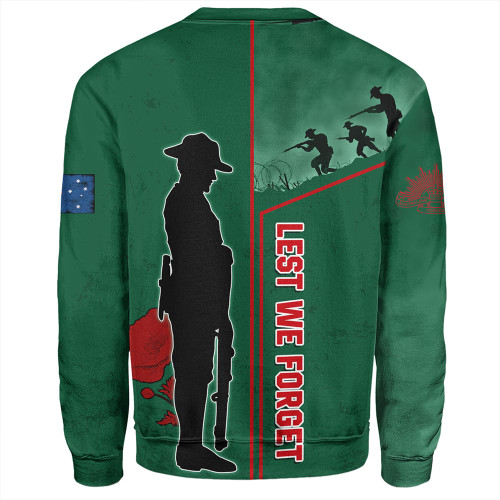 South Sydney Rabbitohs Sweatshirt - Anzac Day Lest We Forget Poppy South Sydney Rabbitohs Sweatshirt - Anzac Day Lest We Forget Poppy