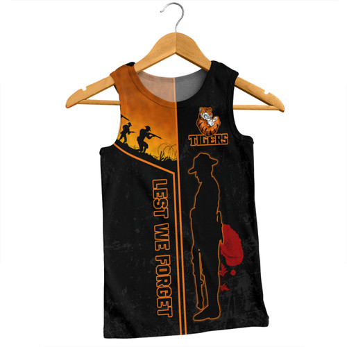 Wests Tigers Men Singlet - Anzac Day Lest We Forget Poppy