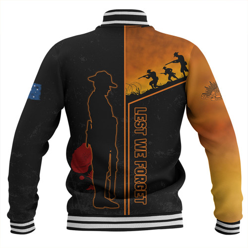 Wests Tigers Baseball Jacket - Anzac Day Lest We Forget Poppy Wests Tigers Baseball Jacket - Anzac Day Lest We Forget Poppy