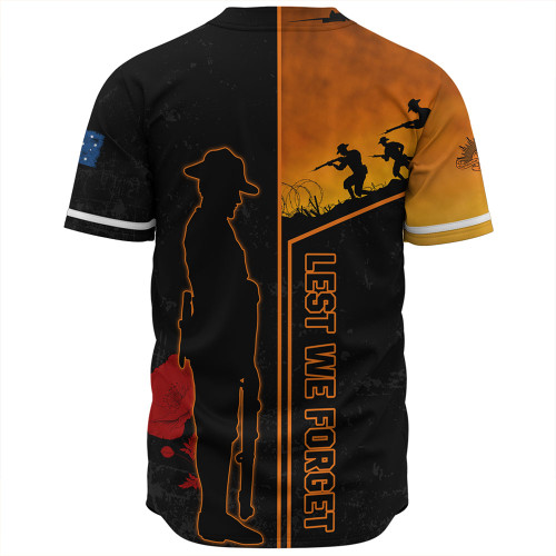 Wests Tigers Baseball Shirt - Anzac Day Lest We Forget Poppy Wests Tigers Baseball Shirt - Anzac Day Lest We Forget Poppy