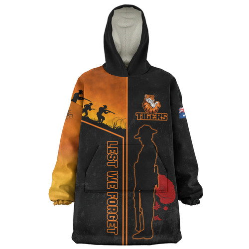 Wests Tigers Snug Hoodie - Anzac Day Lest We Forget Poppy