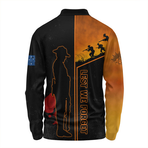 Wests Tigers Long Sleeve Polo Shirt - Anzac Day Lest We Forget Poppy Wests Tigers Long Sleeve Polo Shirt - Anzac Day Lest We Forget Poppy