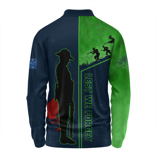 Canberra Raiders Long Sleeve Polo Shirt - Anzac Day Lest We Forget Poppy Canberra Raiders Long Sleeve Polo Shirt - Anzac Day Lest We Forget Poppy