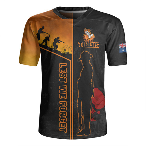 Wests Tigers Rugby Jersey - Anzac Day Lest We Forget Poppy