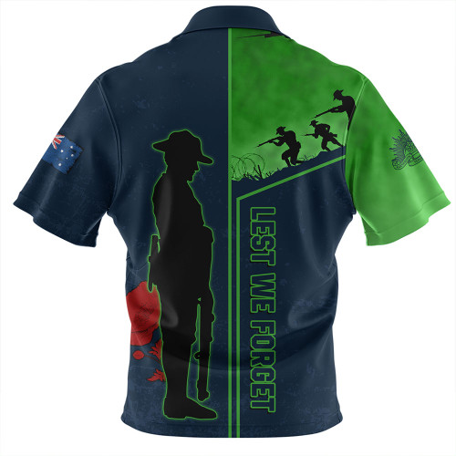 Canberra Raiders Zip Polo Shirt - Anzac Day Lest We Forget Poppy Canberra Raiders Zip Polo Shirt - Anzac Day Lest We Forget Poppy