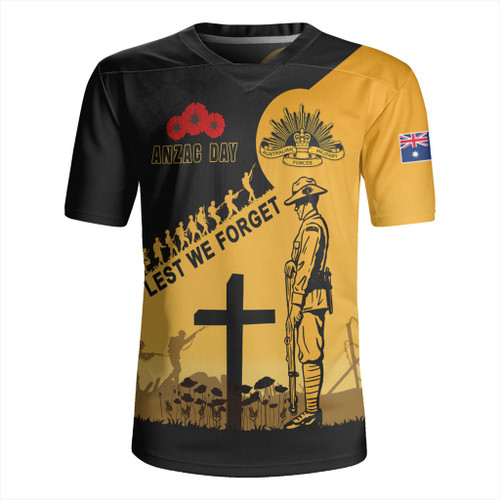 Australia Rugby Jersey Custom Anzac Day Soldiers Lest We Forget Poppy