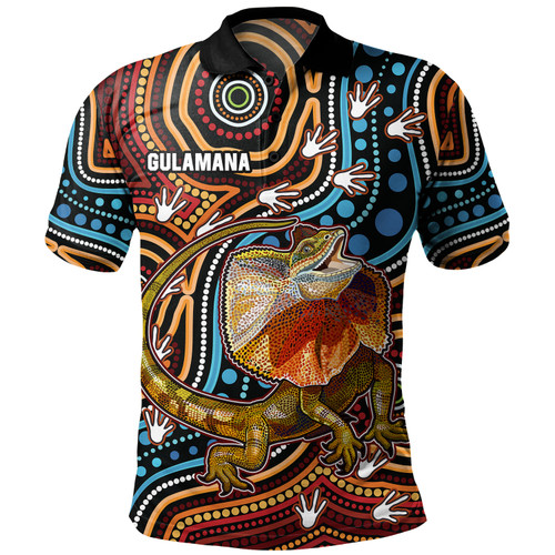 Australia Aboriginal Custom Polo Shirt - Aboriginal Inspired Frill Necked Lizard Polo Shirt