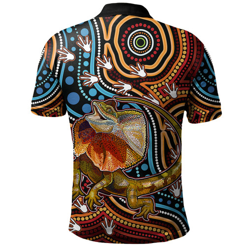 Australia Aboriginal Custom Polo Shirt - Aboriginal Inspired Frill Necked Lizard Polo Shirt Australia Aboriginal Custom Polo Shirt - Aboriginal Inspired Frill Necked Lizard Polo Shirt