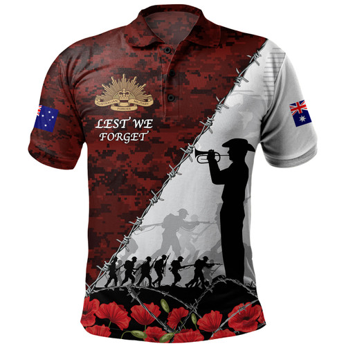 Australia Polo Shirt - Anzac Day Poppy Flower And Barbed Wire