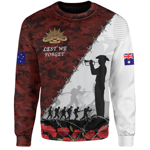 Australia Sweatshirt - Anzac Day Poppy Flower And Barbed Wire