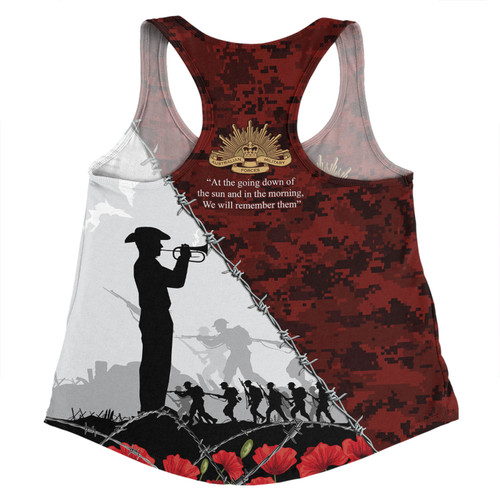 Australia Women Racerback Singlet - Anzac Day Poppy Flower And Barbed Wire Australia Women Racerback Singlet - Anzac Day Poppy Flower And Barbed Wire