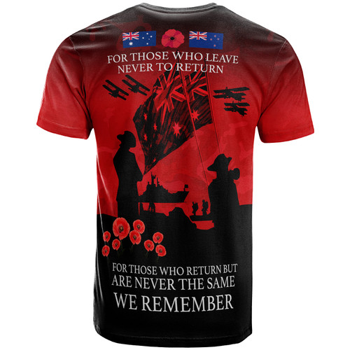 Australia T-Shirt Anzac Day Poppy Flowers Red2