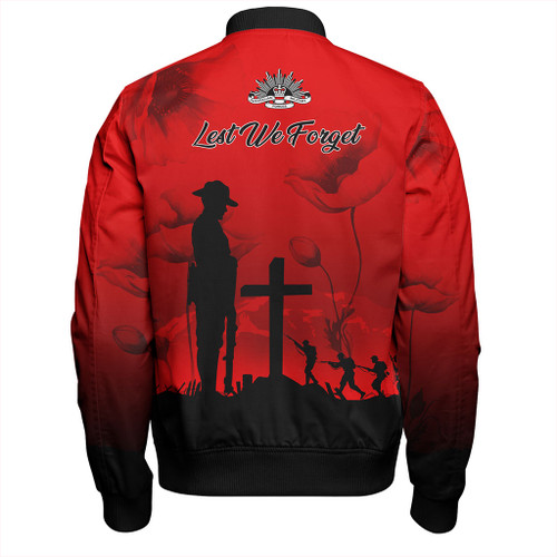 Australia Bomber Jacket Anzac Day Lest We Forget Red Poppy Australia Bomber Jacket Anzac Day Lest We Forget Red Poppy
