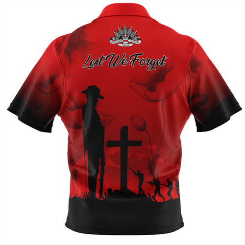 Australia Zip Polo Shirt Anzac Day Lest We Forget Red Poppy