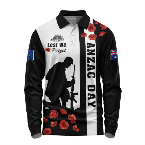 Australia Long Sleeve Polo Shirt Anzac Day Lest We Forget Simple Style
