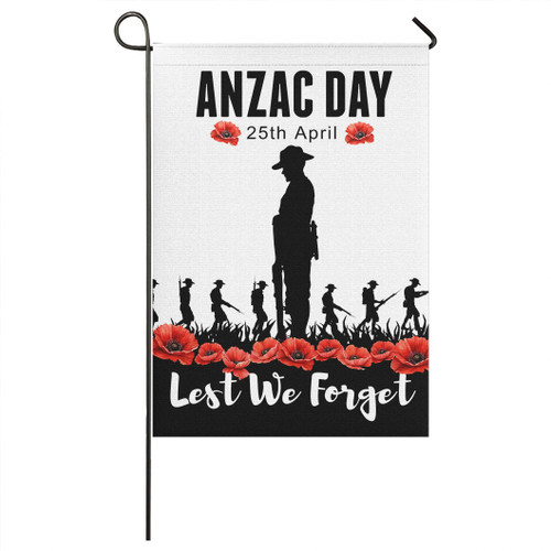 Australia Anzac Flag - Anzac Day Poppy And Soldiers