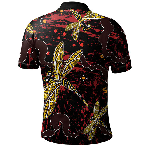 Australia Aboriginal Inspired Polo Shirt - Aboriginal Dragonfly Art Polo Shirt Australia Aboriginal Inspired Polo Shirt - Aboriginal Dragonfly Art Polo Shirt