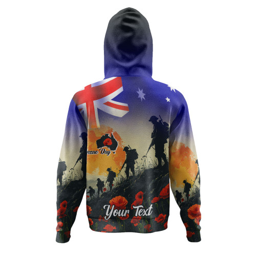 Australia Custom Hoodie -  Anzac Day Soldiers With Australia Flag Australia Custom Hoodie -  Anzac Day Soldiers With Australia Flag