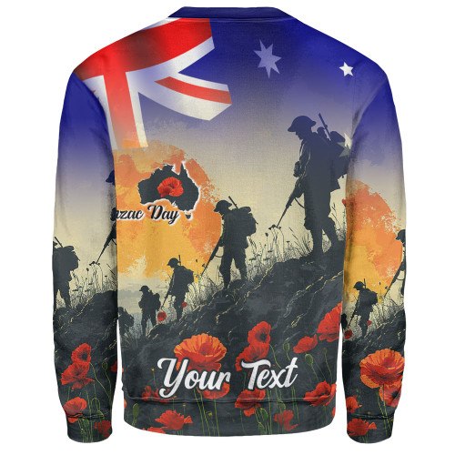 Australia Custom Sweatshirt -  Anzac Day Soldiers With Australia Flag Australia Custom Sweatshirt -  Anzac Day Soldiers With Australia Flag