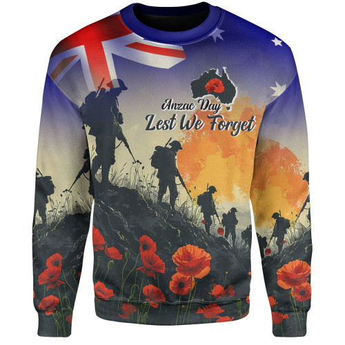 Australia Custom Sweatshirt -  Anzac Day Soldiers With Australia Flag Australia Custom Sweatshirt -  Anzac Day Soldiers With Australia Flag
