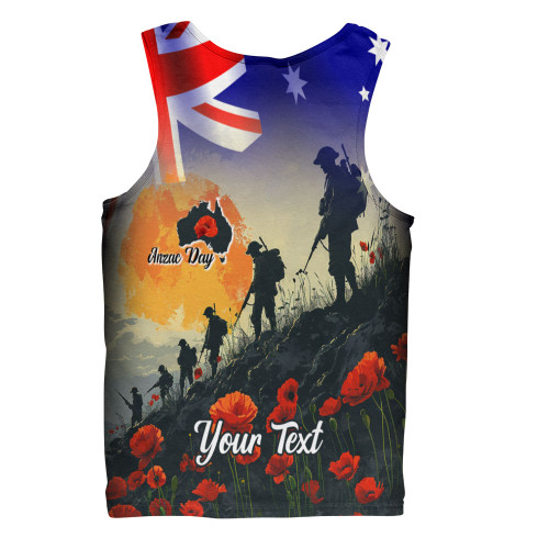 Australia Custom Men Singlet -  Anzac Day Soldiers With Australia Flag