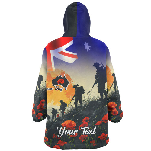 Australia Custom Snug Hoodie -  Anzac Day Soldiers With Australia Flag Australia Custom Snug Hoodie -  Anzac Day Soldiers With Australia Flag