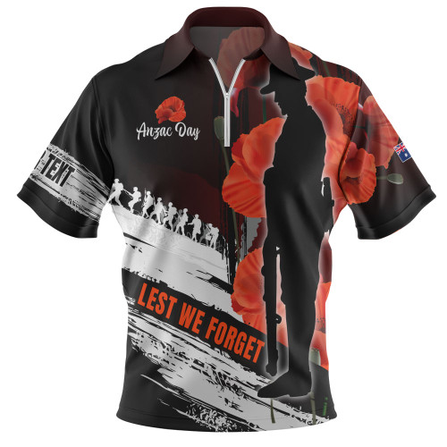 Australia Custom Zip Polo Shirt - Anzac Day Special Style Australia Custom Zip Polo Shirt - Anzac Day Special Style