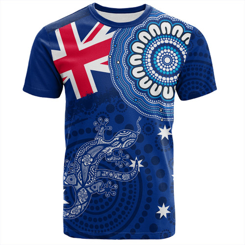 Australia T-Shirt Flag With Lizard Aboriginal